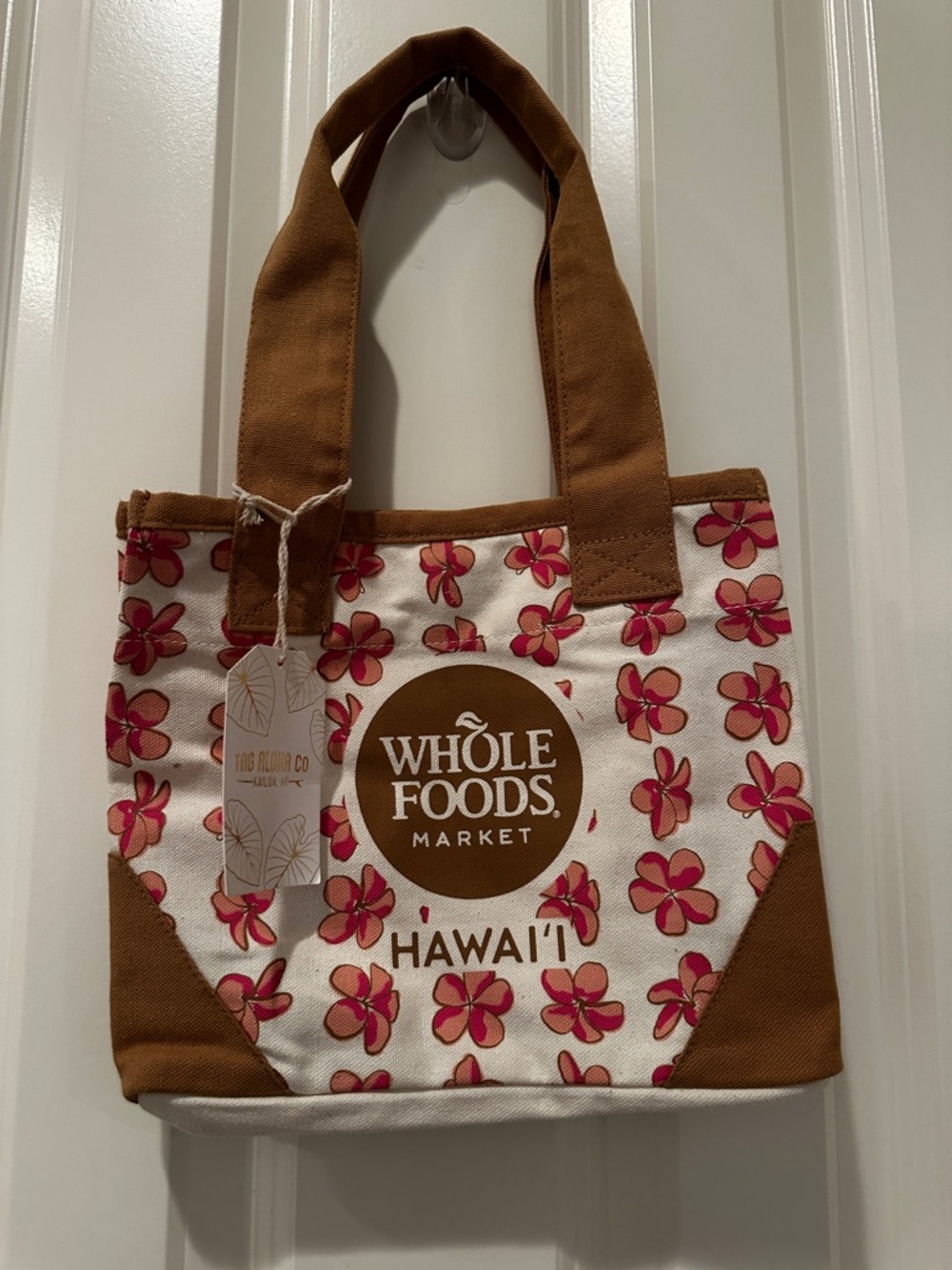 Whole Foods Market Hawaii Floral Tote Bag - Brown & Pink